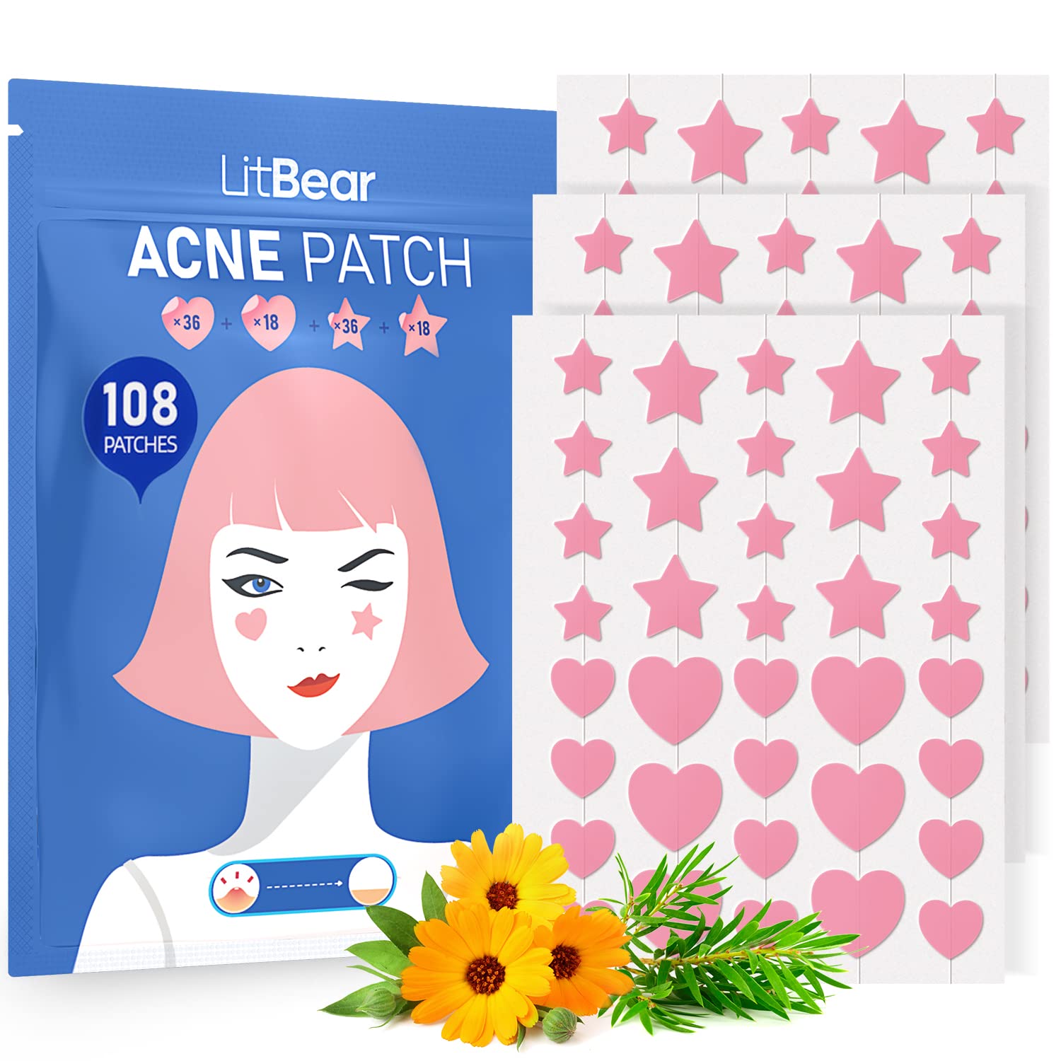 Pink Heart & Star Acne Patches – Herbal Wellness Tea Bewertung und Preis